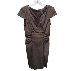 Connected Apparel Women's Shimmering Brown Ruched Dress Size 6